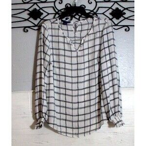 Apt. 9 Women's Top Size M Long Sleeve Multicolored Plaid Round Neck